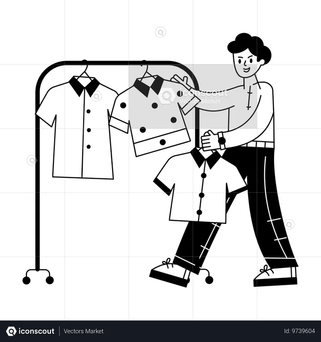Homem fazendo compras de roupas  Ilustração