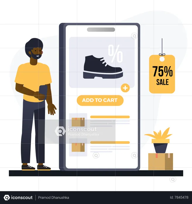 Homem fazendo compras on-line  Ilustração