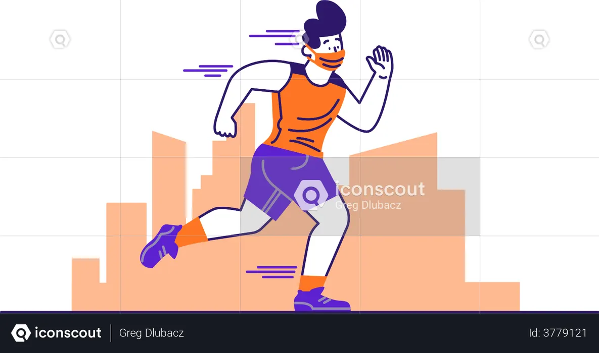 Homem fazendo corrida matinal  Ilustração