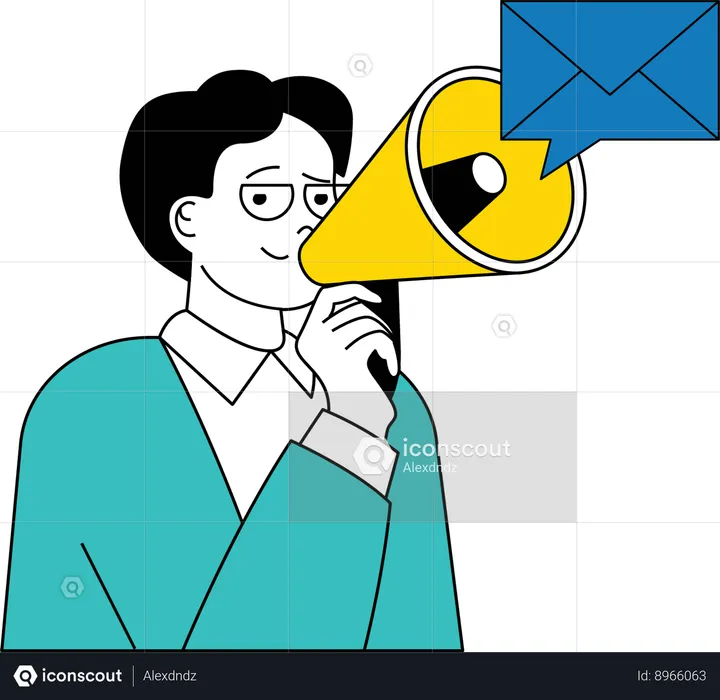 Homem fazendo email marketing  Ilustração