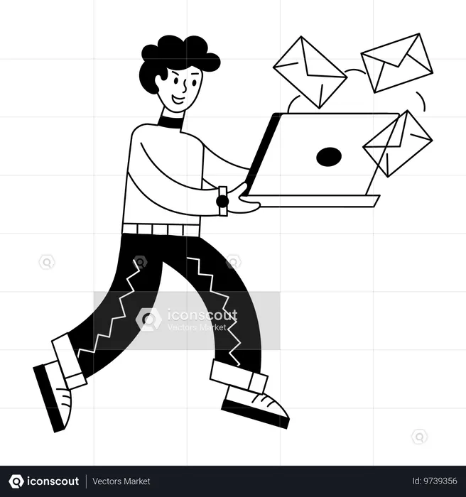 Homem fazendo email marketing  Ilustração