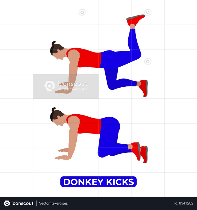 Homem fazendo exercício de chutes de burro  Ilustração