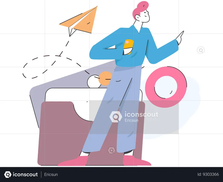 Homem fazendo gestão de dinheiro  Ilustração