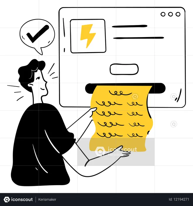 Homem fazendo pagamento de conta via plataforma digital  Ilustração