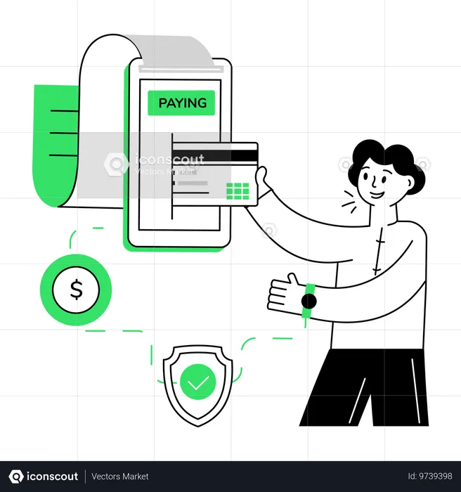 Homem fazendo pagamento seguro  Ilustração