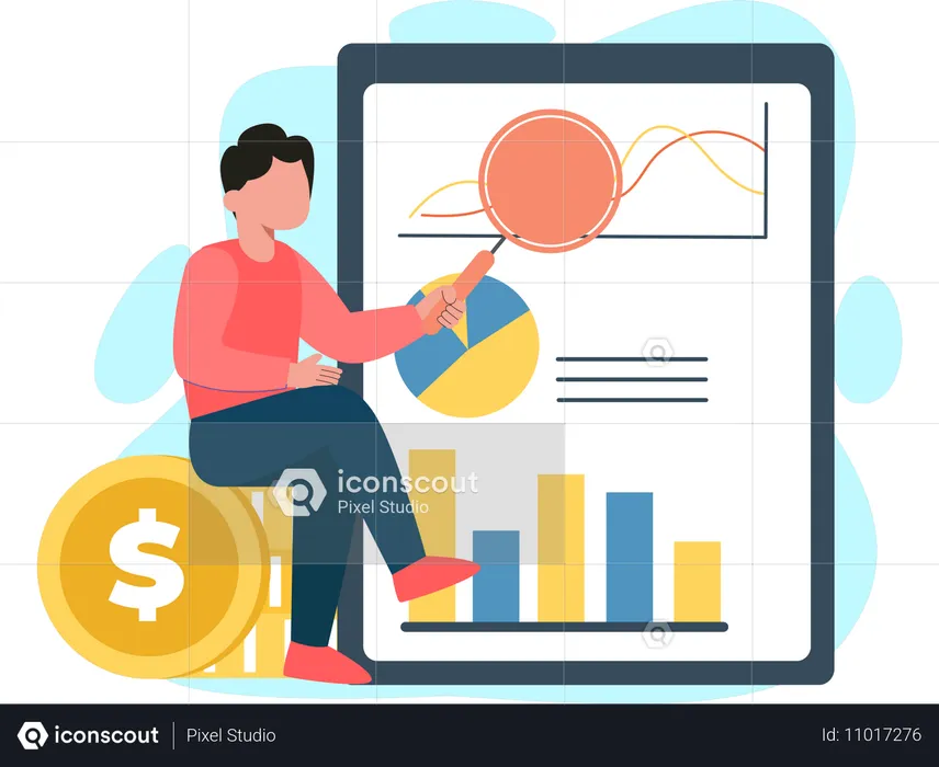 Homem fazendo planejamento financeiro  Ilustração