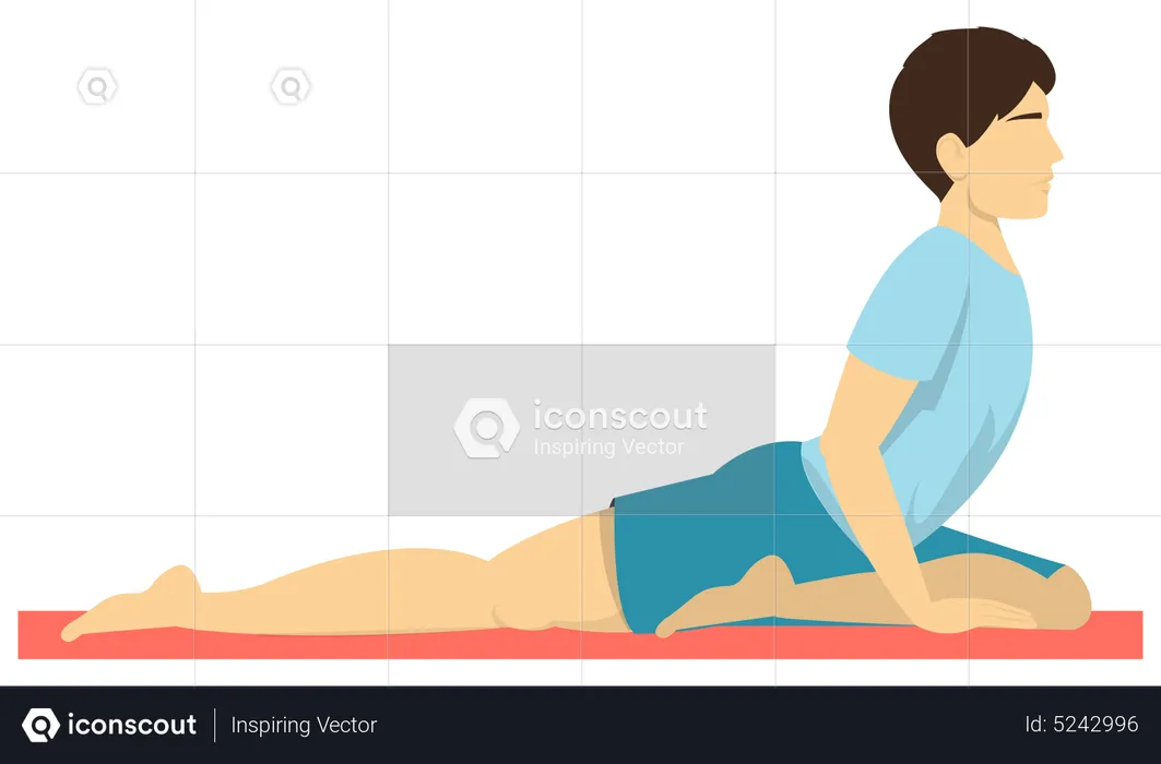 Homem fazendo pose de ioga de pombo  Ilustração