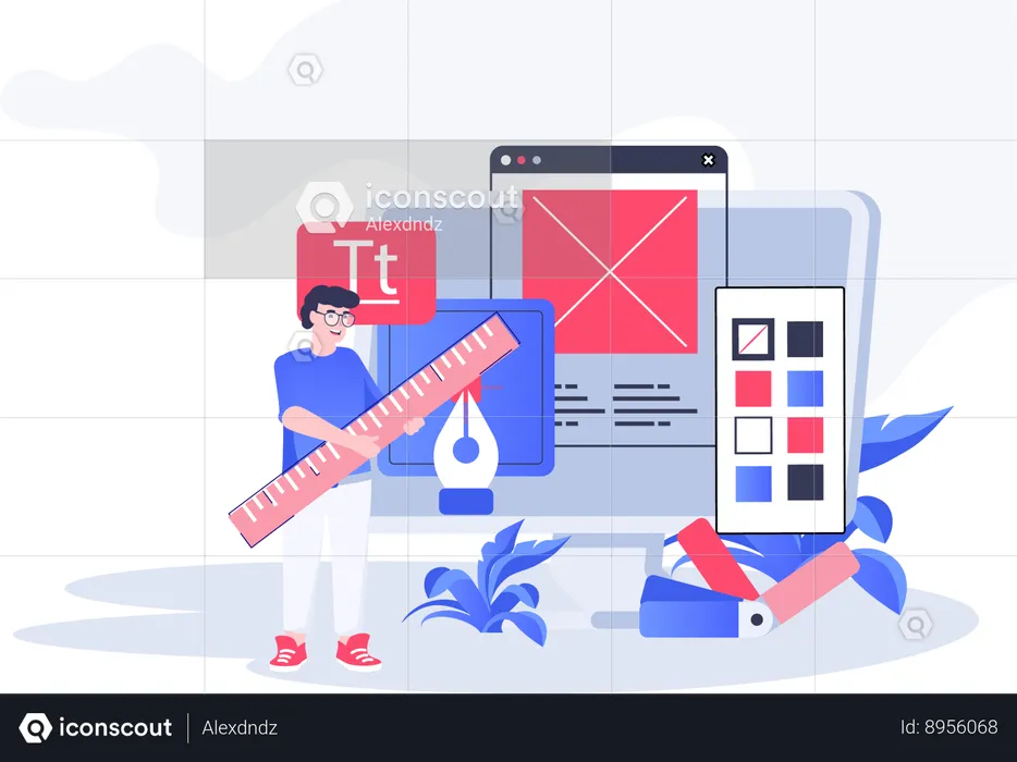 Homem fazendo trabalho de design  Ilustração