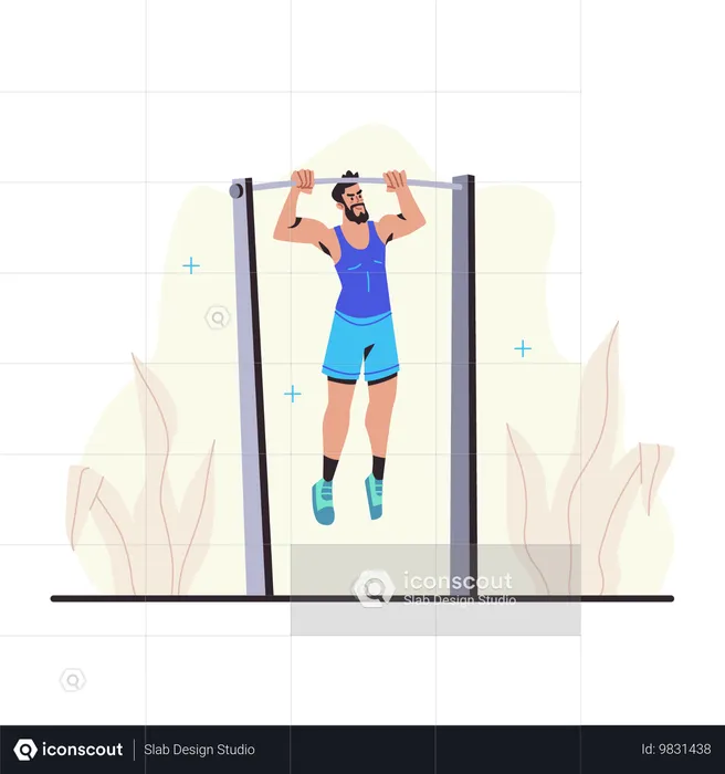 Homem fazendo pull-up  Ilustração