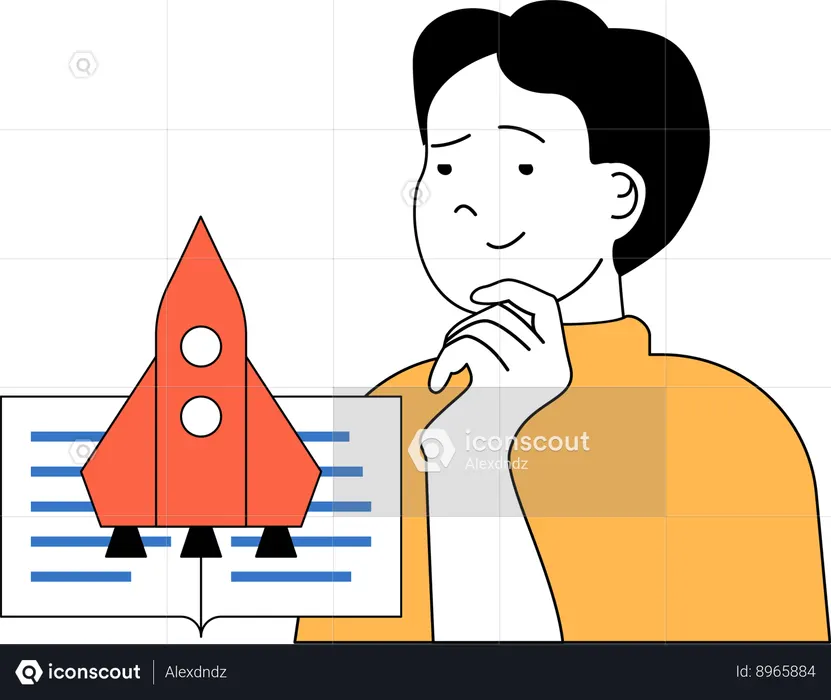 Homem fazendo startup de educação  Ilustração