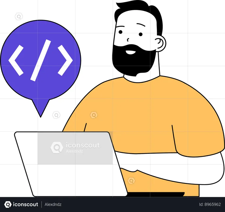 Homem fazendo trabalho de programação  Ilustração