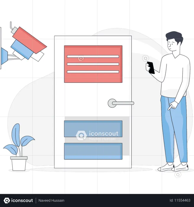 Homem fazendo vigilância de segurança  Ilustração