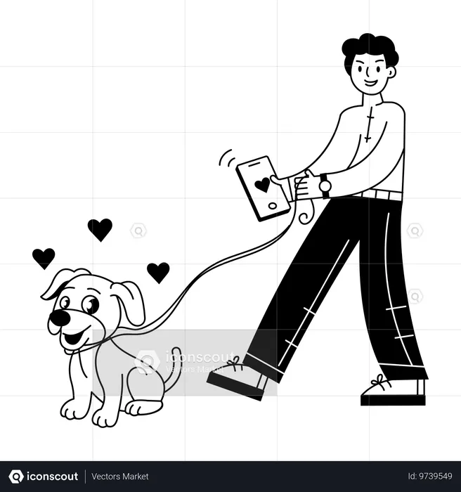 Homem acessando as redes sociais como no Celebrity Puppy  Ilustração