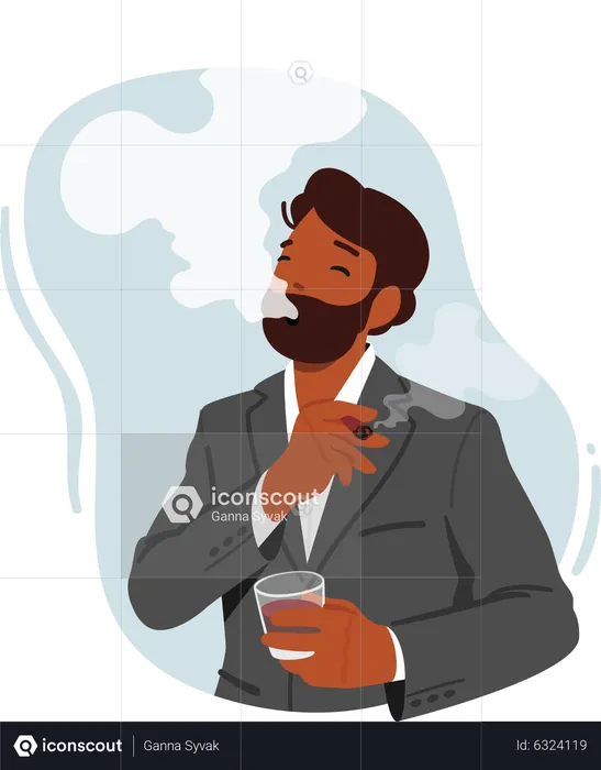 Homem fumando cigarro  Ilustração