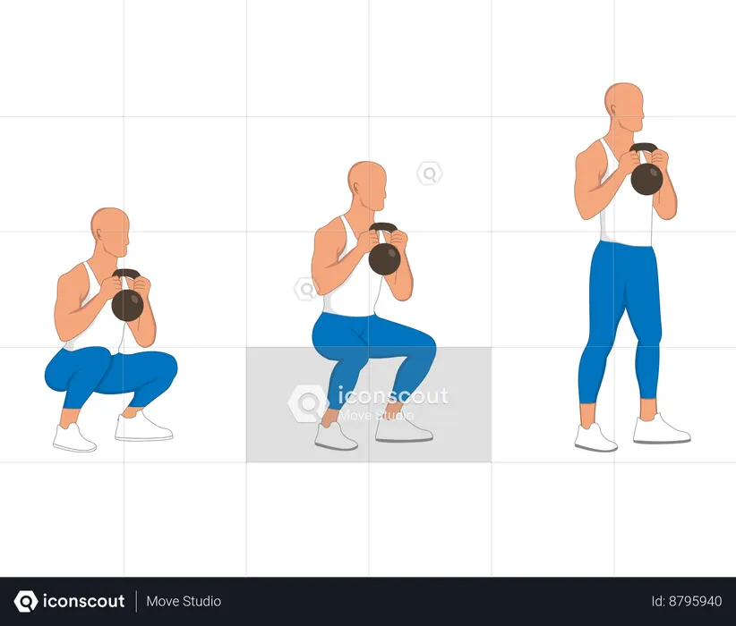 Homem de academia fazendo exercícios com halteres  Ilustração