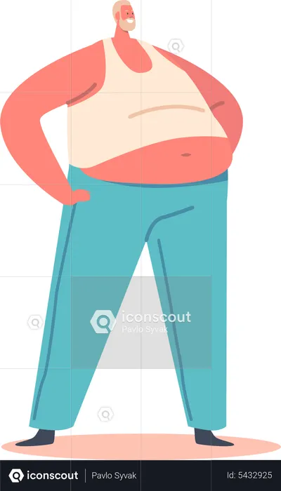 Homem gordo com barriga enorme  Ilustração