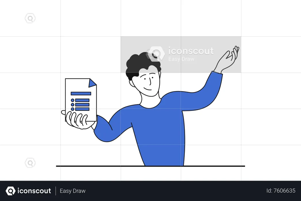 Homem segurando documento comercial  Ilustração