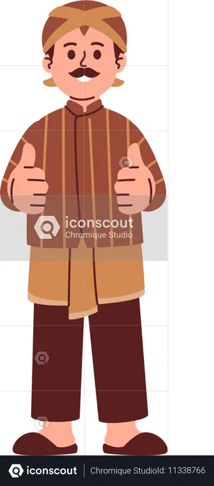 Homem Javanês Veste Blangkon Dando Polegares Para Cima  Ilustração