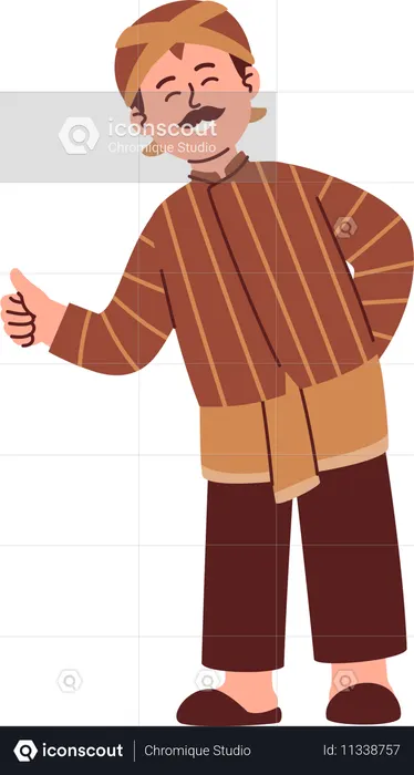 Homem javanês vestindo blangkon  Ilustração
