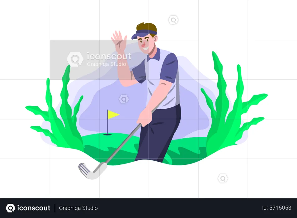 Homem jogando golfe  Ilustração