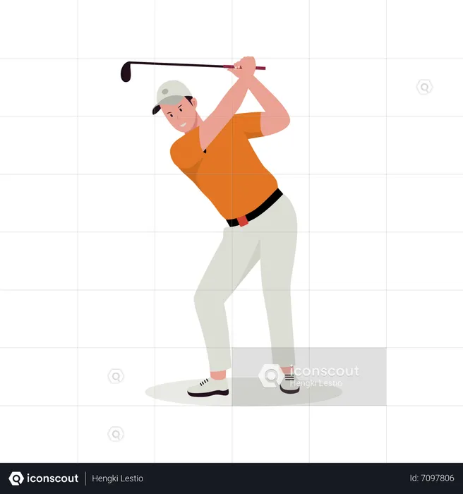 Homem jogando golfe  Ilustração