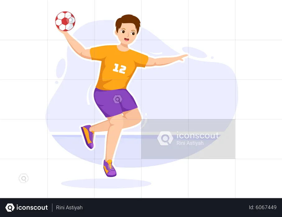 Homem jogando handebol  Ilustração