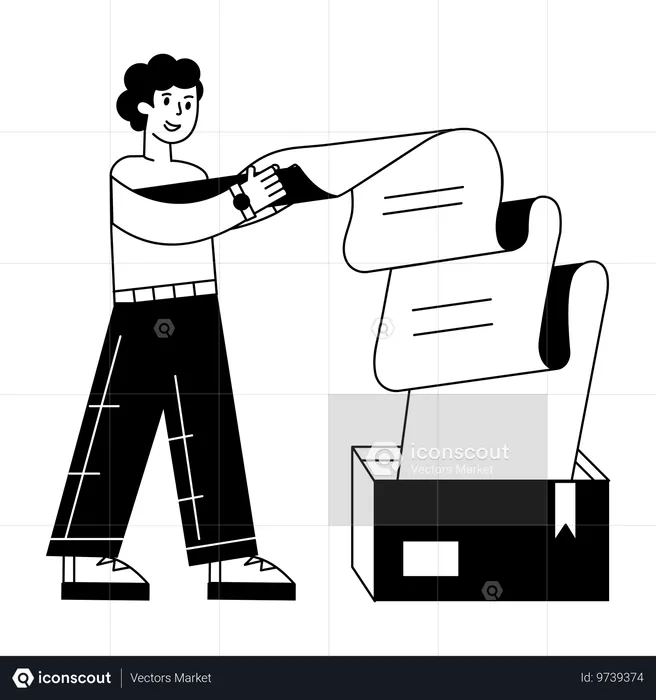 Homem mostrando lista de pedidos  Ilustração