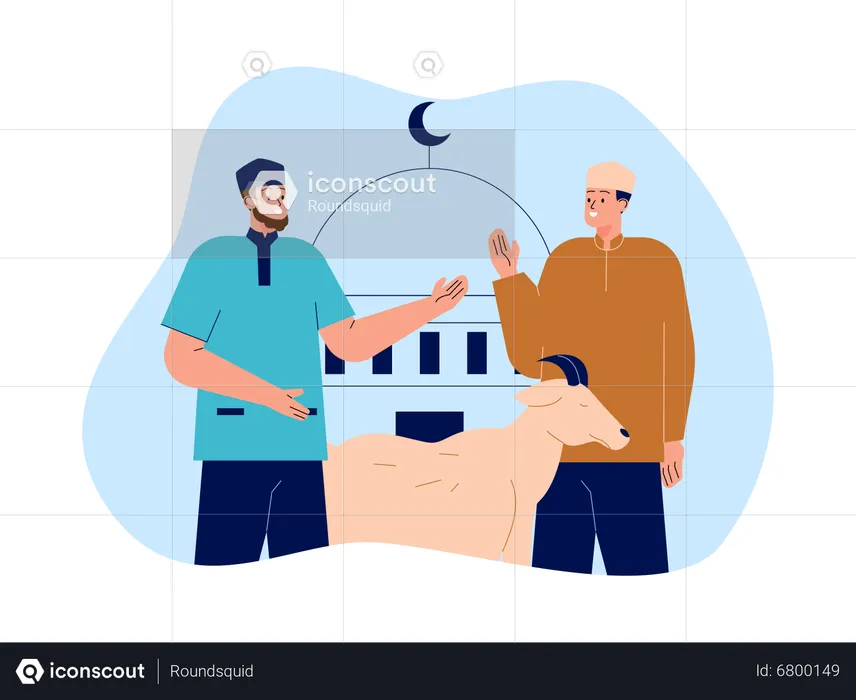 Homem muçulmano compra cabra para festival do Ramadã  Ilustração