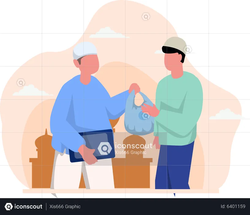 Homem muçulmano dando zakat  Ilustração