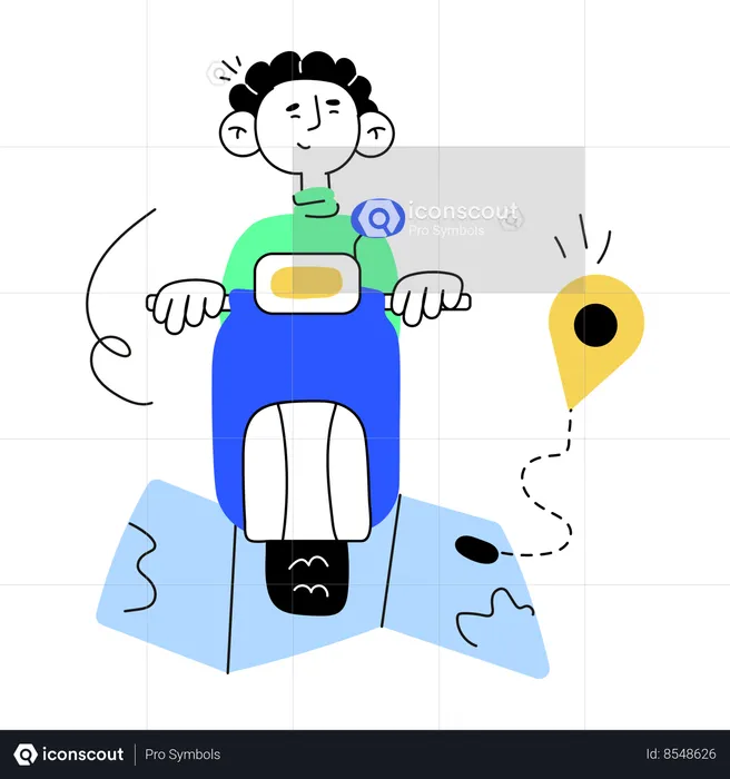 Homem de bicicleta usando localização Flag Ilustração