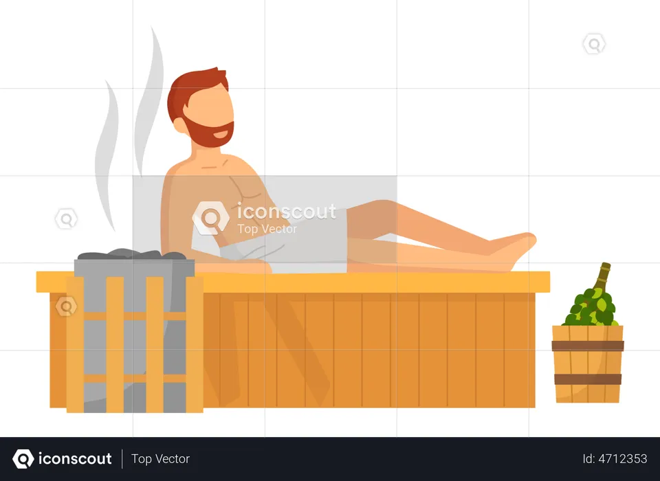 Homem na sauna  Ilustração