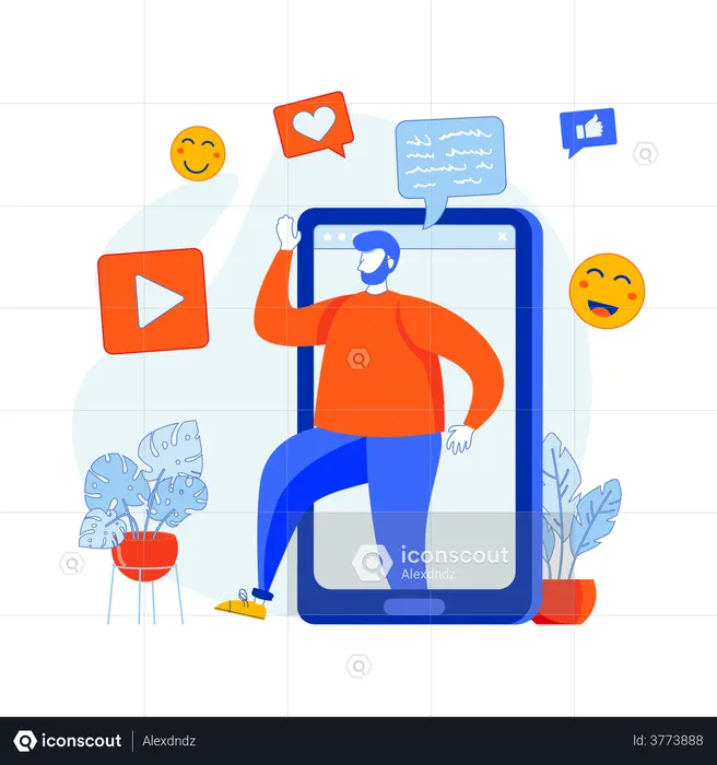 Homem nas redes sociais  Ilustração