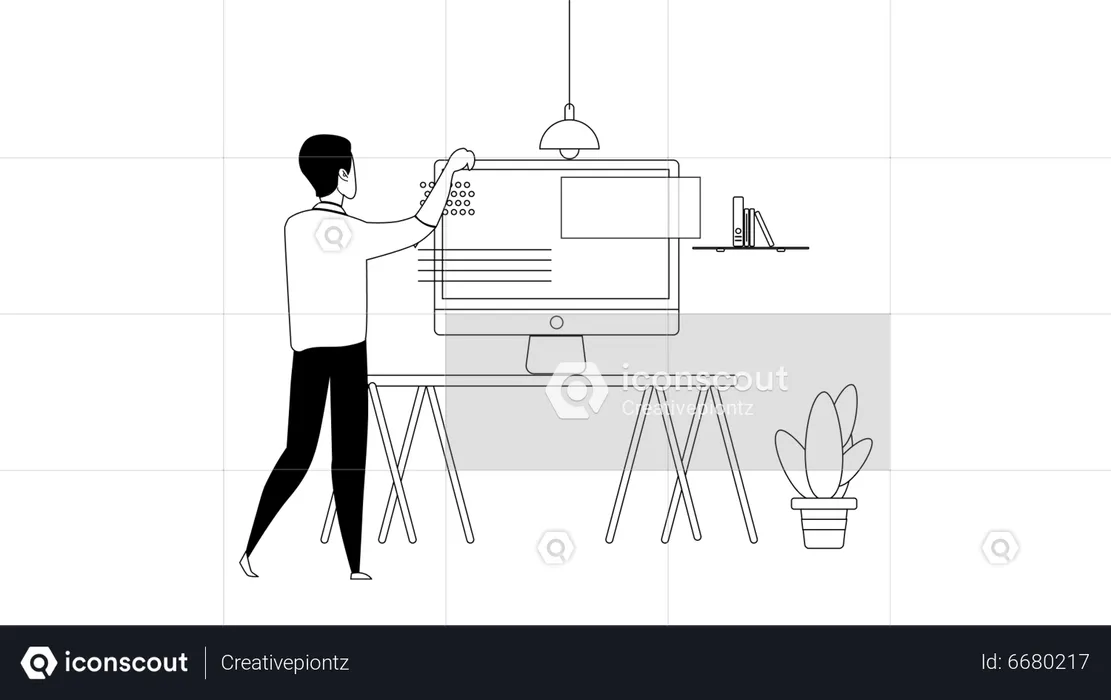 Homem no espaço de trabalho  Ilustração