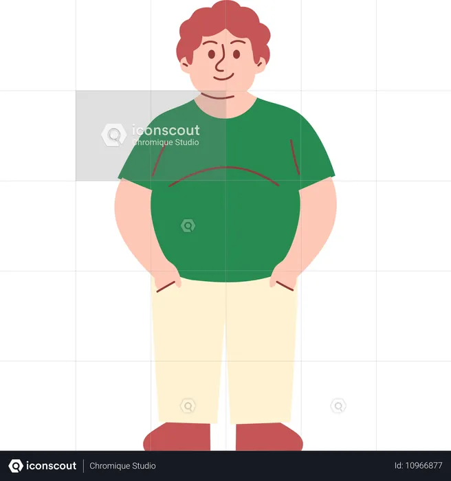 Homem obeso em pé  Ilustração