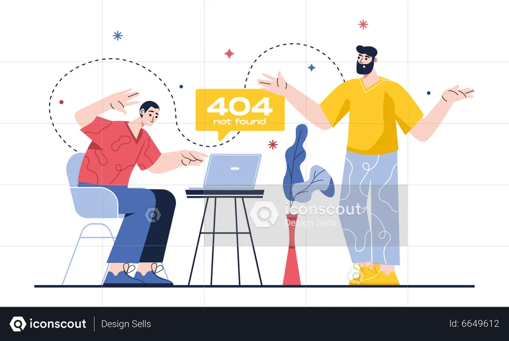 Homem recebendo erro 404  Ilustração