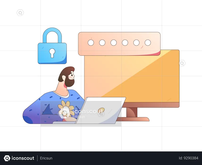 Homem procurando login de conta  Ilustração