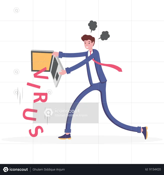 Homem para remover vírus do computador  Ilustração