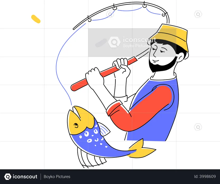 Homem pescando  Ilustração