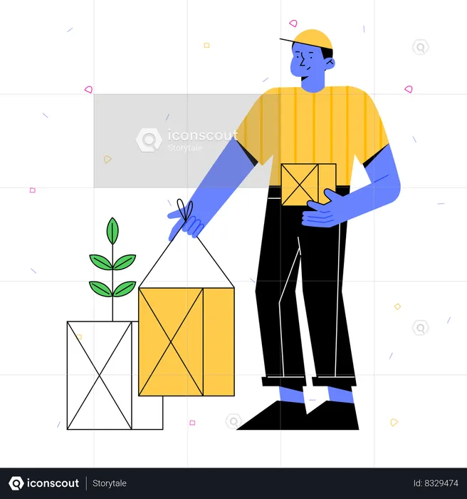 Homem plantando árvore  Ilustração