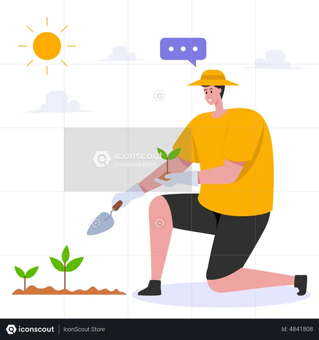 Homem plantando árvore  Ilustração