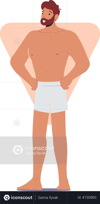 Homem posando enquanto usava shorts  Ilustração