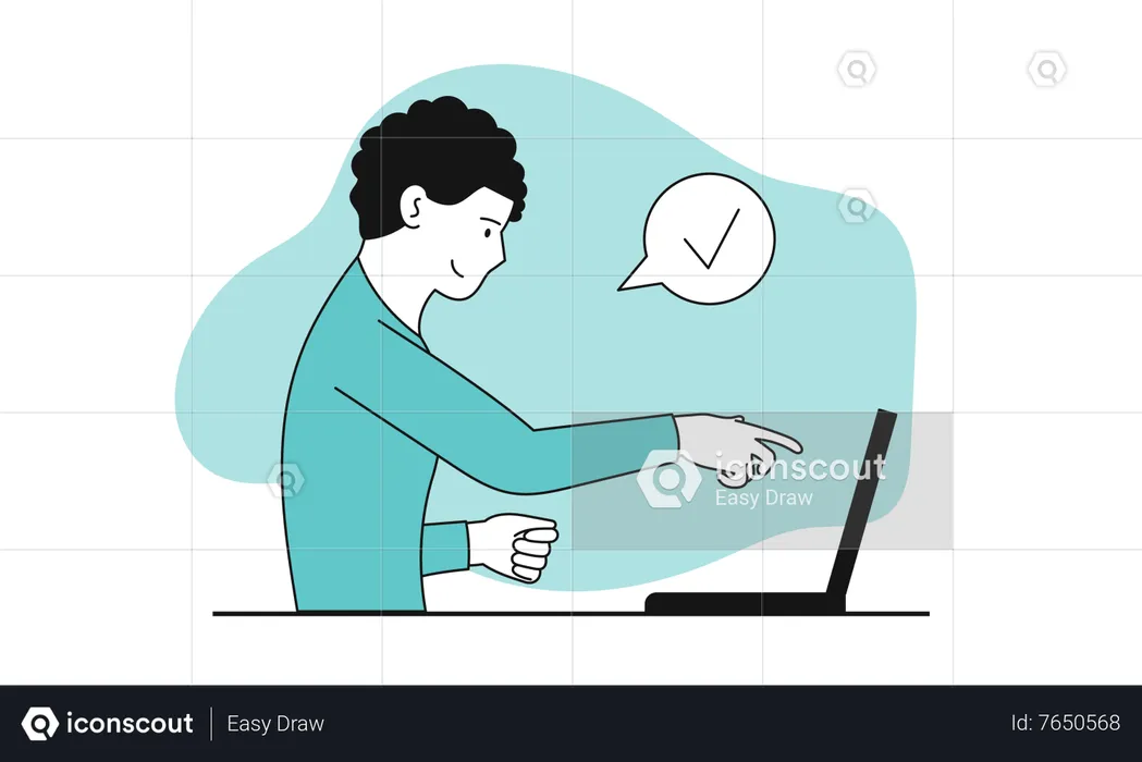 Homem procurando resposta na Internet  Ilustração