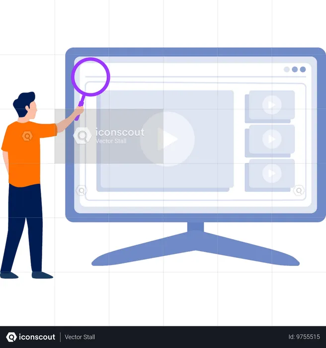 Homem procurando vídeo  Ilustração