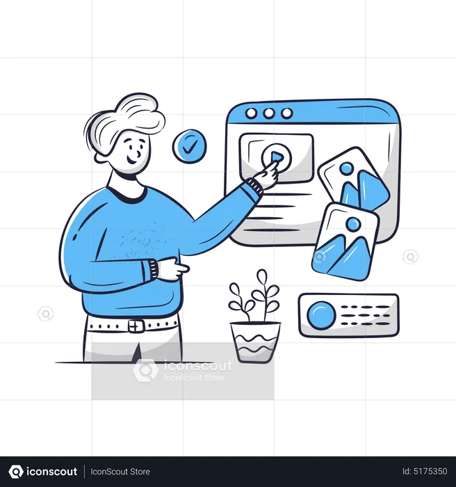 Homem projetando o layout do site  Ilustração