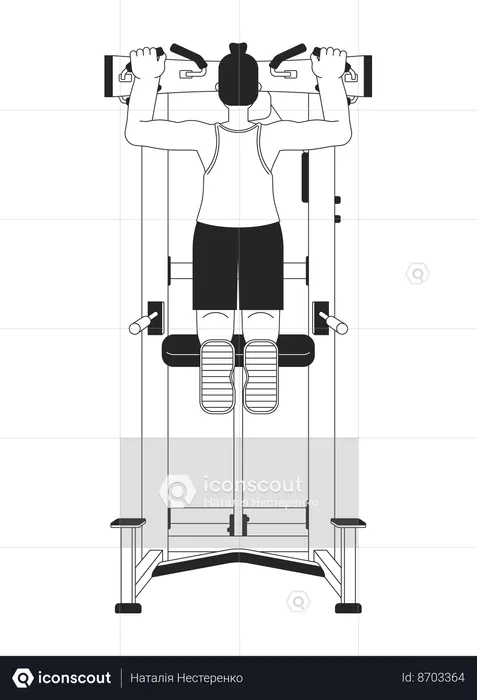 Homem subindo na máquina pullup  Ilustração