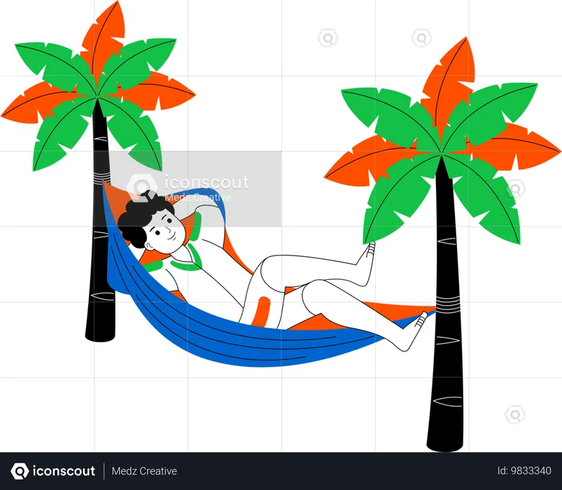 Homem relaxando com rede  Ilustração