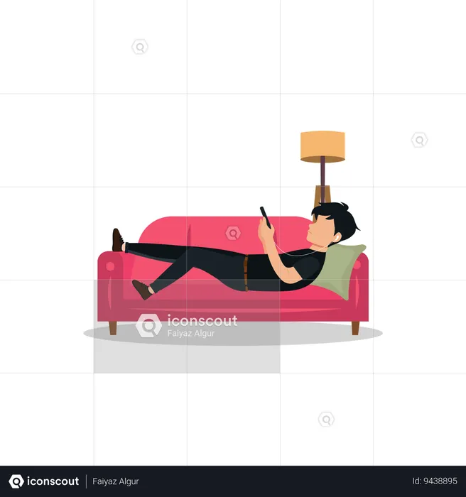 Homem relaxando no sofá  Ilustração