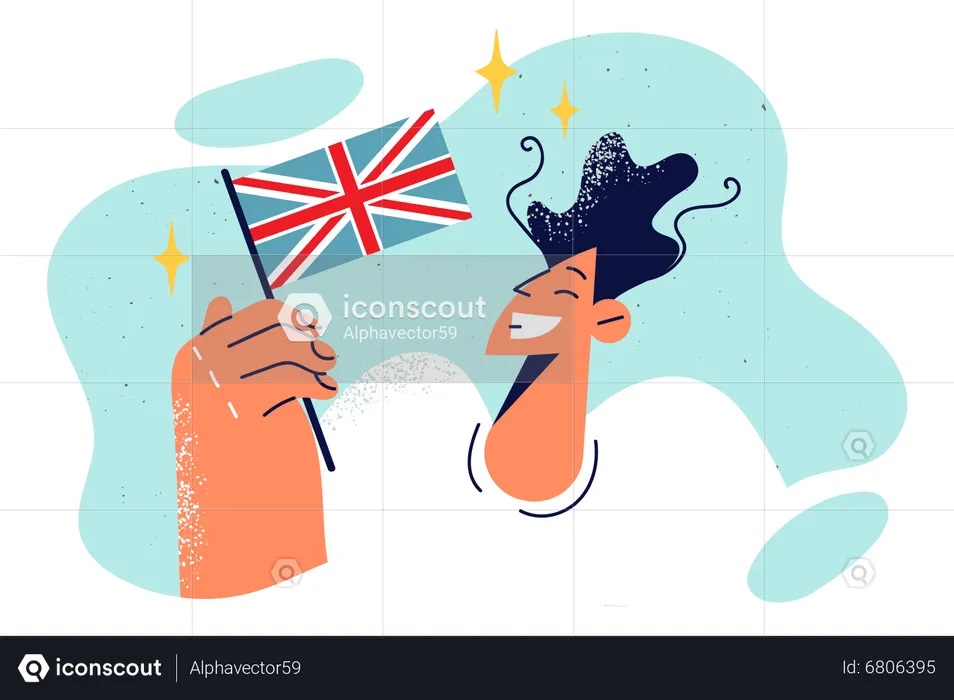 Homem segurando a bandeira da Inglaterra  Illustration