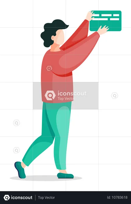 Homem segurando um bate-papo de blog na mão  Ilustração