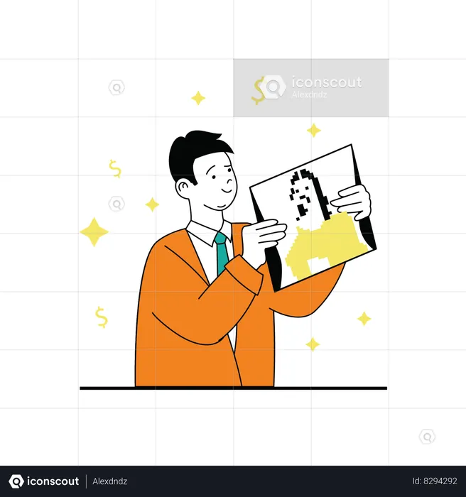 Homem segurando foto nft  Ilustração